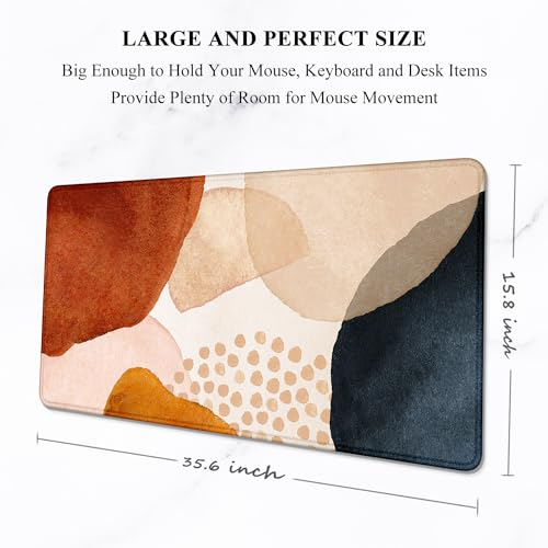 Auhoahsil Large Mouse Pad, XXL Desk Pad, Extened 35" x 15", Non-Slip Rubber Base, Stitched Edges, Superior Surface, Waterproof Keyboard Mat, Large Mousepad for Gamer, Office & Home, Abstract Stone - color: 08 Abstract Stone, size: XXL - Extended size 35.6