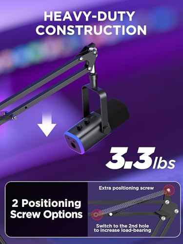 InnoGear Microphone Stand Mic Boom Arm for Blue Yeti HyperX QuadCast S SoloCast Snowball Fifine K669B and other Mic, with Shock Mount Windscreen Pop Filter Mic Clip Holder Cable Ties, Medium - size: Medium