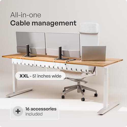 PAMO Cable Management Under Desk for Easy mounting Under-Table I Set of 3 - with 10X Cable Ties I Desk Organizer for Office/Home Office Table Thoughtful Cable Tray Holder - color: White, size: Set of 3