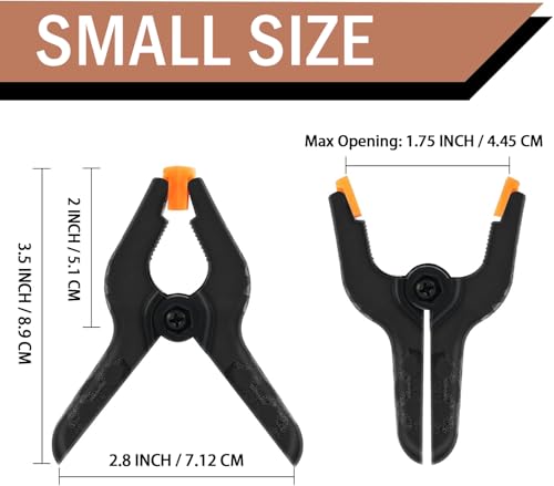 16 Pack Small Spring Clamps, 3.5 Inch Heavy Duty Clamps Plastic Clips | Backdrop Clips for Balloon Arch Backdrop, Craft, Woodworking, Photography, Durable Nylon Plastic Firmly Performance