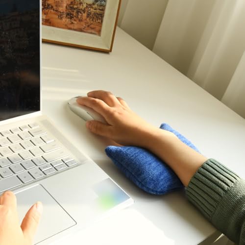 Large Mouse Wrist Rest Bean Bag, Ergonomic Mouse Support Pad Filled Ergo Beads for Computer, Laptop, PC Gaming (Blue) - color: Blue