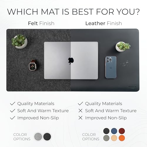 Nordik Large Felt Desk Mat - Charcoal - 35 x 17 inch - Full Desk Keyboard Mat - Computer Desk Mat for Keyboard and Mouse Pad - Desktop Mat - Large Felt Desk Pad - color: Charcoal