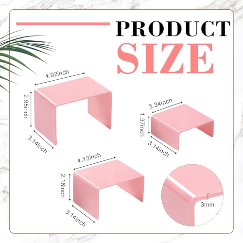 Chuangdi 2 Sets Acrylic Display Risers, Product Stand, Jewelry Display Riser Shelf Showcase Fixtures for Dessert Cupcake Candy Figure Treat Action Showcase(Pink,Small Set) - color: Pink, size: Small Set