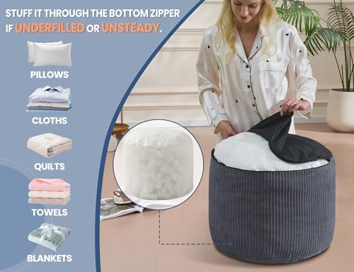 WSOFRLAC Pouf Ottoman Foot Rest, White Footstool Ottomans, Small Round Ottoman for Living Room, Boho Couch Ottomans White 20x15 - color: White, size: 20"D x 20"W x 15"H