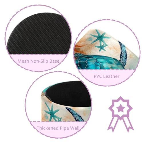 Ocean Turtles and Starfish Pen Holder Pencil Organizer for Desk, 3.1”x 3.1”x3.9” Pencil Cup Office Supplies, Large Capacity Cute Pen and Makeup Brush Holder for School, Desktop - color: Ocean Turtles and starfish