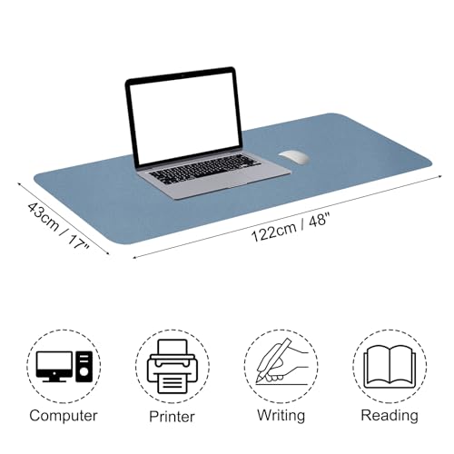 PATIKIL 48x17 Non-Slip Waterproof PU Leather Desk Pad Dual Sided Desk Protector Cover for Office.homeStudy, Grey Blue - color: Grey Blue, size: 48"x17"