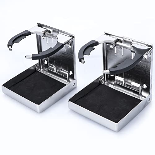 Stainless Steel Adjustable Folding Cup Drink Holders Marine/Boat/Caravan/car (Cup Holder (2pcs))