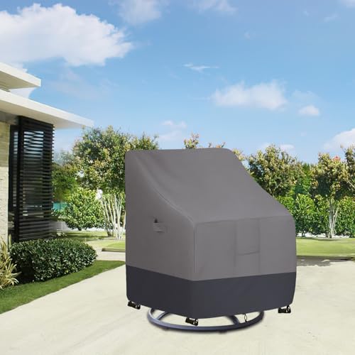 Easy-Going Outdoor Swivel Chair Cover Waterproof, Heavy Duty Patio Chair Cover, Windproof Outdoor Furniture Cover with Air Vent (2 Pack-35Wx37Dx38.5H inch, Gray/Dark Gray) - color: Gray/Dark Gray, size: 2 Pack-35Wx37Dx38.5H