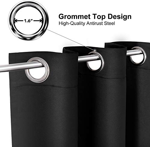 ChrisDowa Small Window Curtains 40 inches Long for Bedroom - Grommet Short Thermal Insulated Room Darkening Curtains for Kitchen (2 Panels, Black, 29 x 40 Inch) - color: Black, size: 29"W x 40"L (Pack of 2)