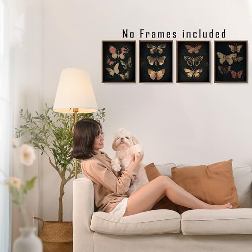 FITIE Vintage Butterfly Wall Art Prints Set of 4, Butterfly Room Decor, Dark Academia Retro Butterflies Wall Art Posters for Home Bedroom Living Room Decor, 8x10 Unframed - color: Home Wall Art 16