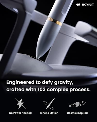 novium Hoverpen Interstellar - Luxury Pen Made With Aerospace Alloys, Unique Aesthetic, Free Spinning Executive Pen, Desk Decor (Starlight Silver, 18K-Gold) - color: Starlight Silver, style: 18K Gold-Plated