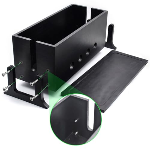 Large Cable Management Box, Wood Cord Hider Box & Organizer for Power Strip Hider Cable Storage for Office, TV Wires, Desk Cord Organizer, 14.2" x 6" x 6.3", Black, Wood - color: Rustic Black