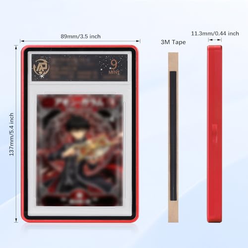 Magnetic Graded Card Case, Premium Aluminum Alloy Protector with 9-Point Lock, Personalized Slab Bumper for BGS, Drop-Tested & UV Resistant, Ideal for Display & Long-Term Storage (Red) - color: Red, style: BGS Card Case