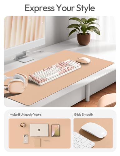 YSAGi Leather Desk Protector, Office Mat, Large Mouse Mat, Non-Slip PU Leather Blotter, Laptop Desk Mat, Waterproof Writing Pad for Office and Home(Latte, 42" x 17.2") - color: Latte, size: 42" x 17.2"