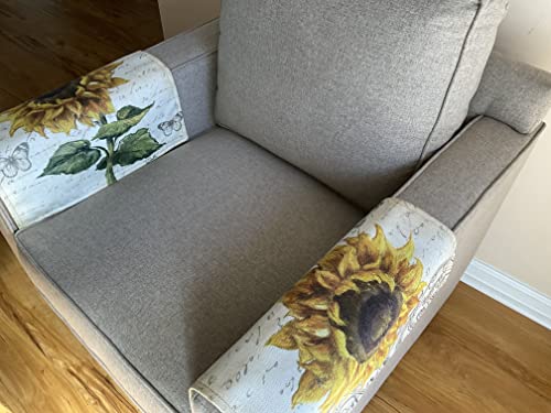 Armrest Cover for Furniture slipcover for Sofa, recliners, Theater Chairs, Home Decor Sunflower Accent 14x18 by: Bittlemen Furniture Co. - color: Sunflower Armrest