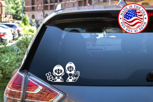 Sunset Graphics & Decals Mario and Luigi Waving Decal Vinyl Car Sticker PC Gaming Funny | Cars Trucks Vans Walls Laptop Skateboard | White | 5.5 Inch | SGD000248