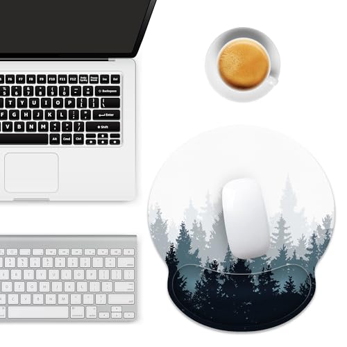 Ergonomic Mouse Pad with Wrist Support,Forest Mouse Pad with Wrist Rest,Relieve Wrist Pain Mousepad Non-Slip Rubber Base,Mouse Pads for Desk,Computers,Laptop,Office,Home,Gaming,Accessories - color: Forest
