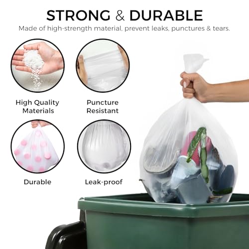 6-8 Gallon Medium Trash Bags 500 Count | Super Value Bulk Kitchen Garbage Bags Unscented Clear Wastebasket Bin Liners - style: 6-8 Gallon