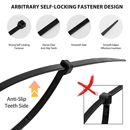 Cable Zip Ties,4 Inch Small Cable Ties,250PCS Multi-Purpose Nylon Zip Ties,Self-Locking Wire Ties used for home, garden, garage,indoor and outdoor. Mini Black Cable Ties - color: Black, size: 4"(250 Pack) 18 Lb
