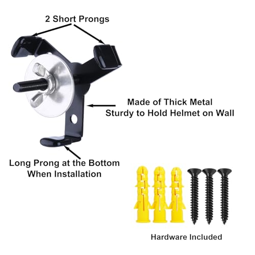 Hidden Football Helmet Wall Mount Display, Heavy Duty Metal Hanger Holder for Full and Mini Helmets, Floating Football Helmet Shelf Case Stand, Hardwares Included, Black, Pack of 4