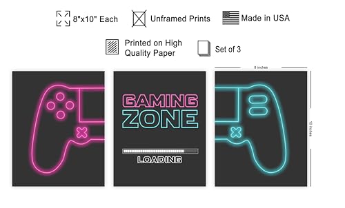 Poster Master 3-Piece Controller Print - Video Game Poster - Geeky Art - Neon Gaming Zone & Icons - Gamer Gift - Great Game Room, Man Cave or Boy's Bedroom Decor - 8x10 UNFRAMED Wall Art - color: Style-10, size: 8"L x 10"W