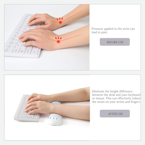 UnivoColors Design-Medium Wave Keyboard Wrist Rest of Medium, Artificial Sheepskin+Memory Foam+Ergonomic+Anti-Slip Gel, Resilience Support During Work and Gaming,Keyboard Accessory,White - color: Kr_white, style: Keyboard Wrist Rest Medium