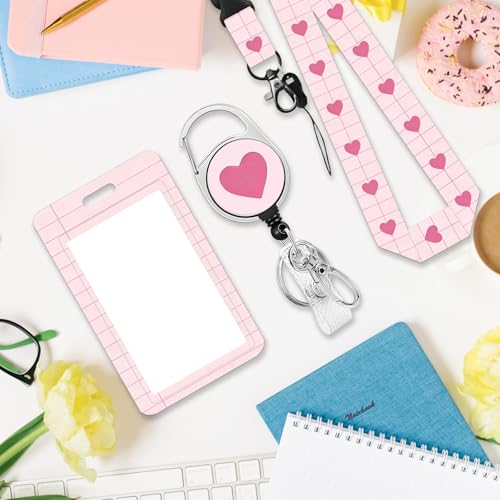 One More Chapter Badge Holder with Lanyard, Funny ID Badge Holder with Retractable Reel Clip and Keychain, Vertical Identity Card Cover Case Protector for Women Nurse Teacher - color: One More Chapter-pink