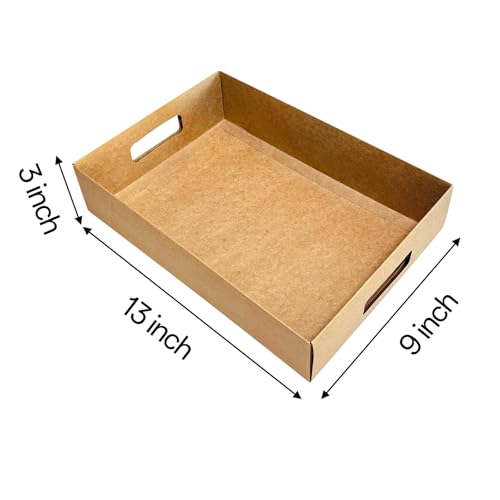 15-Pack 13" X 9" X 3" Brown Blyss Cookie Crate,Sturdy Cookie Serving Tray Great for Party Platters,Natural Kraft Paper Cardboard Tray use for Packaging and Hold Cookies,Take Out Container,Pack of 15