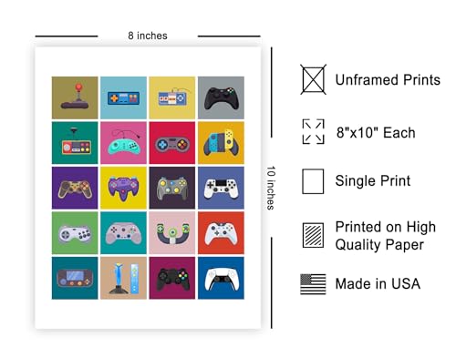 Poster Master Video Game Controller Evolution Print - Gaming Poster - Geeky Art - Retro Consoles & Controllers Wall Design - Pop Art Game Room or Boy's Bedroom Decor - 8x10 UNFRAMED Wall Art - color: Style-05, size: 8"L x 10"W