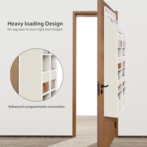 Univivi 5-Shelf Fabric Baby Door Storage Over Door Hanging Organizer with 8 Deep Pockets and 4 Small PVC Pockets Wall Mount Hanging Storage Organizers for Baby Essential (Beige) - color: Beige (Upgraded), size: 5 LAYER