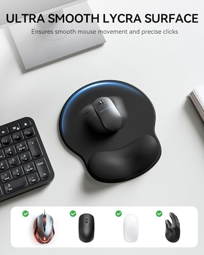 Laborio Mouse Pad with Wrist Rest, Ergonomic Mouse Pads for Desk, Office Non-Slip Large Mousepad with Gel Wrist Support(Black, 10.6''L x 9''W) - color: Black