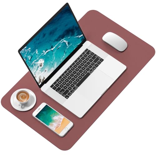 Hsurbtra Desk Pad, 23.6" x 13.8" PU Leather Desk Mat, M Extended Mouse Pad, Waterproof Desktop Blotter Protector, Non-Slip Ultra Thin Small Laptop Keyboard Writing Mat for Office Home, Brick Red - color: Brick Red, size: 23.6" x 13.8"