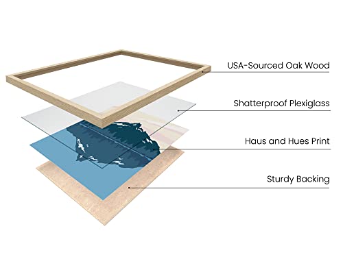 HAUS & HUES Nature Wall Art Prints Set of 4 - Landscape Mountain Decor, Mid Century Geometric Abstract Art, Adventure Décor (Beige Framed, 16x20) - color: Mid-century Mountain Landscape, size: 16x20, style: Beige Framed