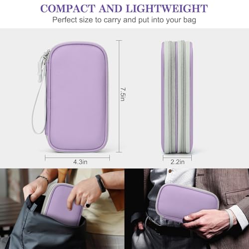 FYY Electronic Organizer, Travel Cable Organizer Bag Pouch Electronic Accessories Carry Case Portable Waterproof Double Layers All-in-One Storage Bag for Cable, Cord, Charger, Phone,-Light Purple - color: Light Purple, style: Small