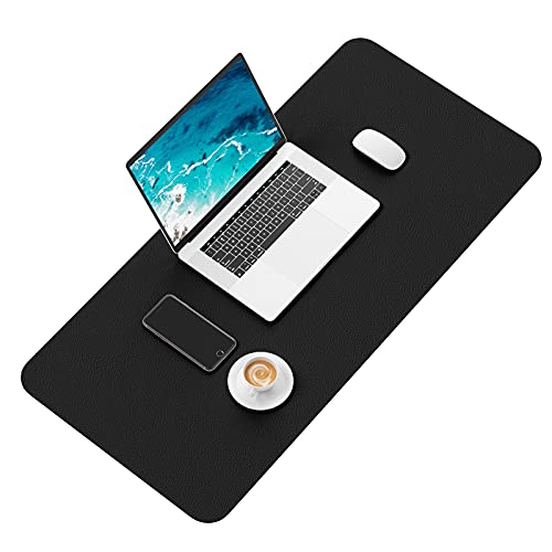 Hsurbtra Desk Pad, 30" x 14" PU Leather Desk Mat, XL Extended Mouse Pad, Waterproof Desktop Blotter Protector, Non-Slip Ultra Thin Large Laptop Keyboard Writing Mat for Office Home, Black - color: Black, size: 30" x 14"