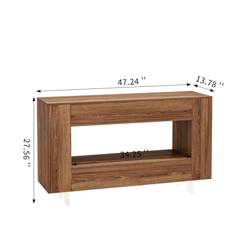 TV Stand Cabinet Up to 55 inch with Conceals Storage, Woodgrain, Brown | TV cabinet with 2 Push-Open doors and 2 drawers, entertainment center, storage cabinet, modern style, living room, office - color: Woodgrain Brown, size: 47.24"W*13.78"D*27.56"H