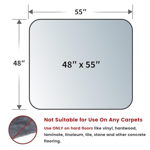 Yecaye Office Chair Mat for Hardwood Floor, Clear Computer Desk Chair Mat, PVC Heavy Duty Floor Protector for Rolling Chairs, 1.7mm Thick Chair Mat (Transparent, 48" x 55" x0.07'') - size: 48" x 55" x 0.07''