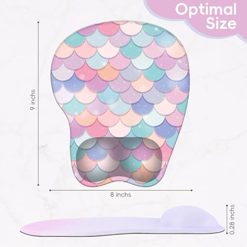 Mouse Pad with Wrist Rest Ergonomic Mouse Pad with Comfortable M-Shape Pain Relief Wrist Support Non-Slip PU Base Mousepad for Laptop, Office & Home (Candy Mermaid) - color: Candy Mermaid