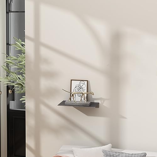 Danpoo 8 inch Gray Small Floating Shelf for Wall Organizer & Storage, Mini Display Shelf, Metal Wall Shelf for Bathroom, Living Room, Kitchen, Bedroom - color: Grey, size: 8 in