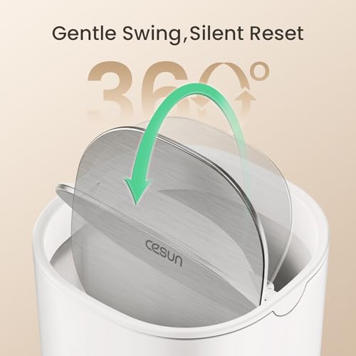 Cesun Mini Desktop Trash Can with Swing Lid, 0.4 Gallon Small Desk Trash Can, Countertop Wastebasket, Modern Tiny Tabletop Bin for Home Office, Makeup Area, or Car Interior (White) - color: White