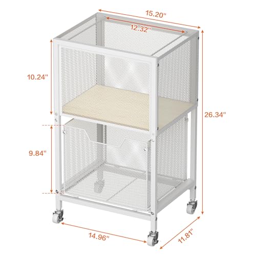 Tiaoheka Rolling File Cart, Mobile File Cabinet with Wheels Hanging Files, Hanging File Organizer Fit Letter/Legal Size Beside Under Desk for Office, Home White(Patent Pending) - color: White, size: 2L Drawers