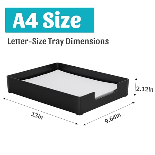 Letter-Size Tray Desk Letter Tray Paper Tray, Sturdy Heavy-Duty Plastic Printer Paper Tray, Single-Tier Stackable File Storage Organizer for Office Home (Black ×2) - color: Black ×2