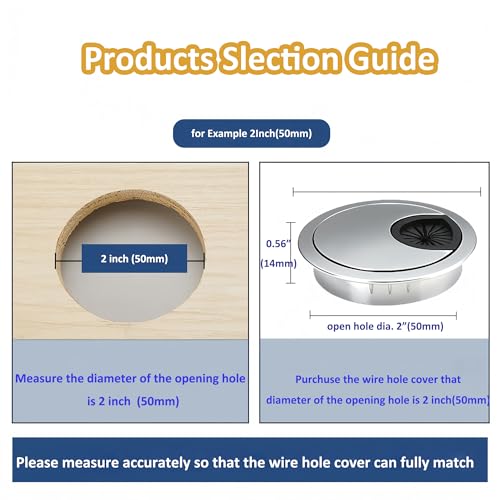 3 Pcs Satin Nickel Metal Cable Grommet, Zinc Alloy Desk Table Grommet Cable Cord Hole Cover for Home and Office, Fits 2inchs Hole 50MM Black - color: Black
