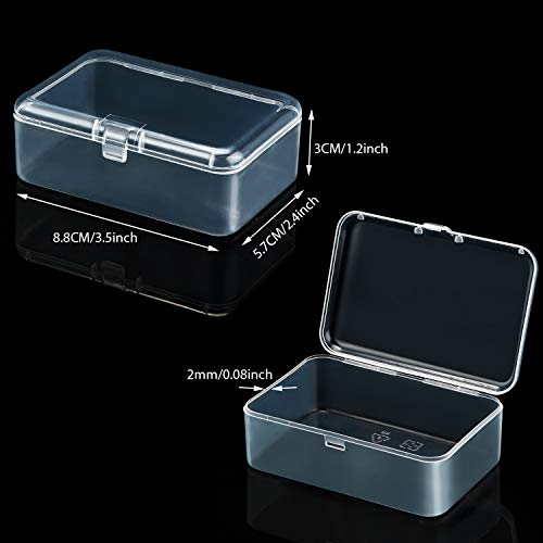 SATINIOR 24 Packs Small Clear Plastic Beads Storage Containers Box with Hinged Lid for Storage of Small Items, Crafts, Jewelry, Hardware (3.5 x 2.4 x 1.2 Inches) - size: 3.5 x 2.4 x 1.2 in