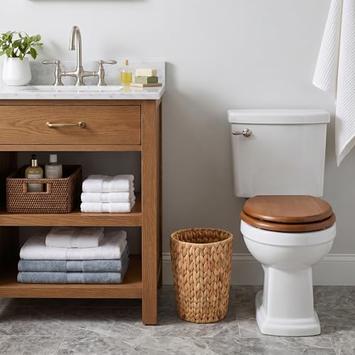 Coeusy Wicker Trash Can,Small Bathroom Trash Can,Water Hyacinth Wicker Waste Basket for Bathroom,Boho Waste Basket for Bedroom,Home Office,Compact Spaces(2 Gallon Round) - size: 2 Gallon