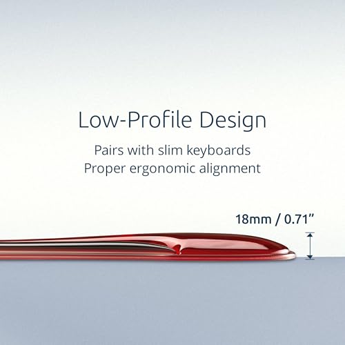 Kensington Slim Duo Gel Wrist Rest for Low Profile Keyboard, Wrist Pad for Keyboard, Ergonomic Wrist Pad for Office, Non-Skid Computer Pad with Wrist Support, Red K62442WW, 19" x 3.7"x 0.7” - color: Red, style: Keyboard Wrist Rest