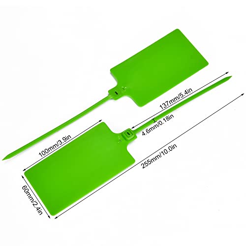 100 Green Plastic Writable Shipping Tags - Large, Waterproof, Hanging Labels with One Permanent Marker Pen - color: Green, size: 100 PCS