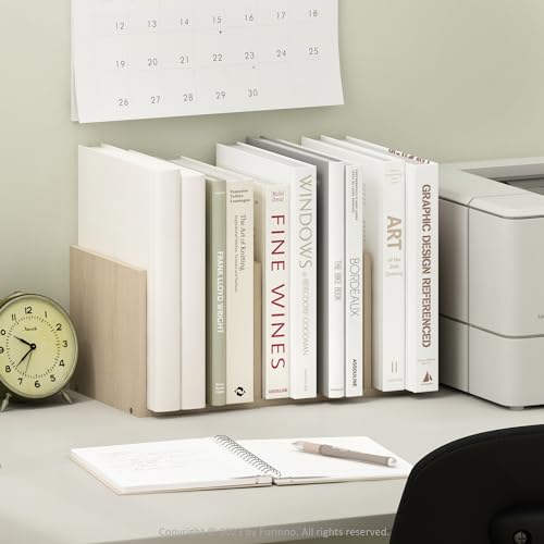 Furinno HERMITE Desk File Folder Organizers, 5-Space Vertical Desktop Office Organization Racks, Desk Top Display Book Shelf, for Paper, Office Supplies, Magazine, Bauhaus Oak - color: Bauhaus Oak, size: 16.3-Inch