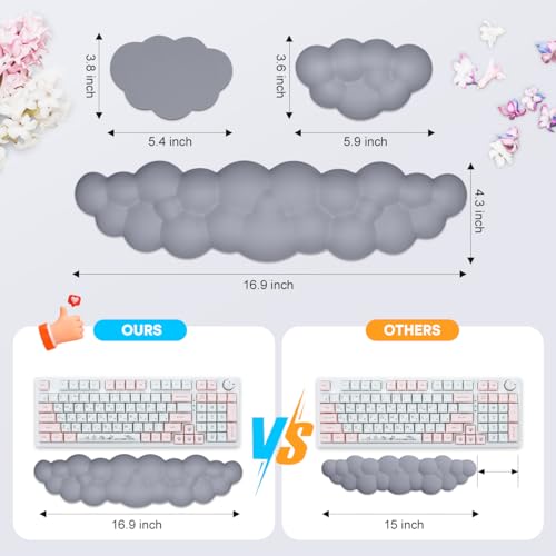 JIKIOU Upgrade Leather Cloud Keyboard Wrist Rest, Cloud Wrist Rest with Non-Slip PU Base, Comfortable Memory Foam Wrist Rest for Computer Laptop Mac Gaming Office and Pain Relief Christmas Wish Gift - color: 09slate Blue