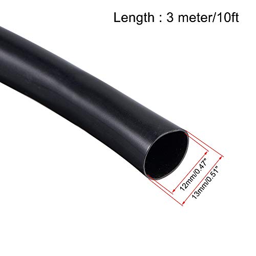 uxcell Black PVC Tube Wire Harness Tubing, 1/2-inch(12mm) ID 10ft Sleeve for Wire Sheathing Wire Protection - color: Black, size: 12mm